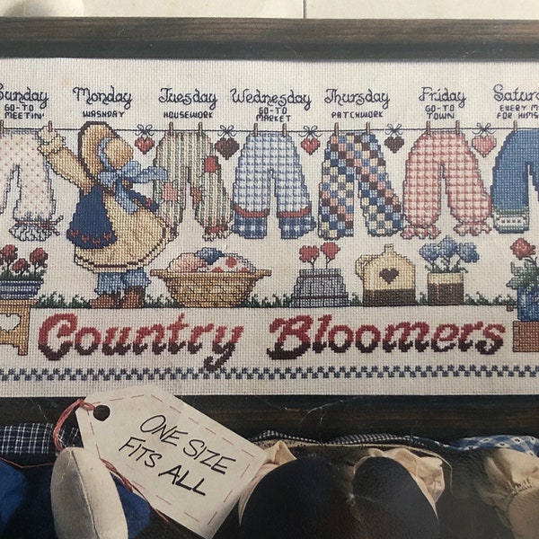 Country Bloomers completed cross stitch