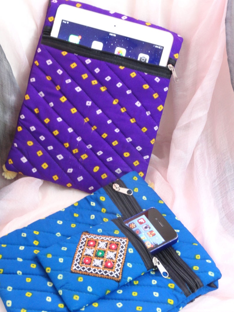 Light Blue Handmade Ethnic Bag for iPad & Iphone. iPad Sling Bag