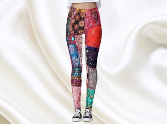 Indian Yoga Leggings or Stretch Pants.. Patchwork Style Design. Ethnic Gym  Pants. Dance Leggings. From Aritkrti. 