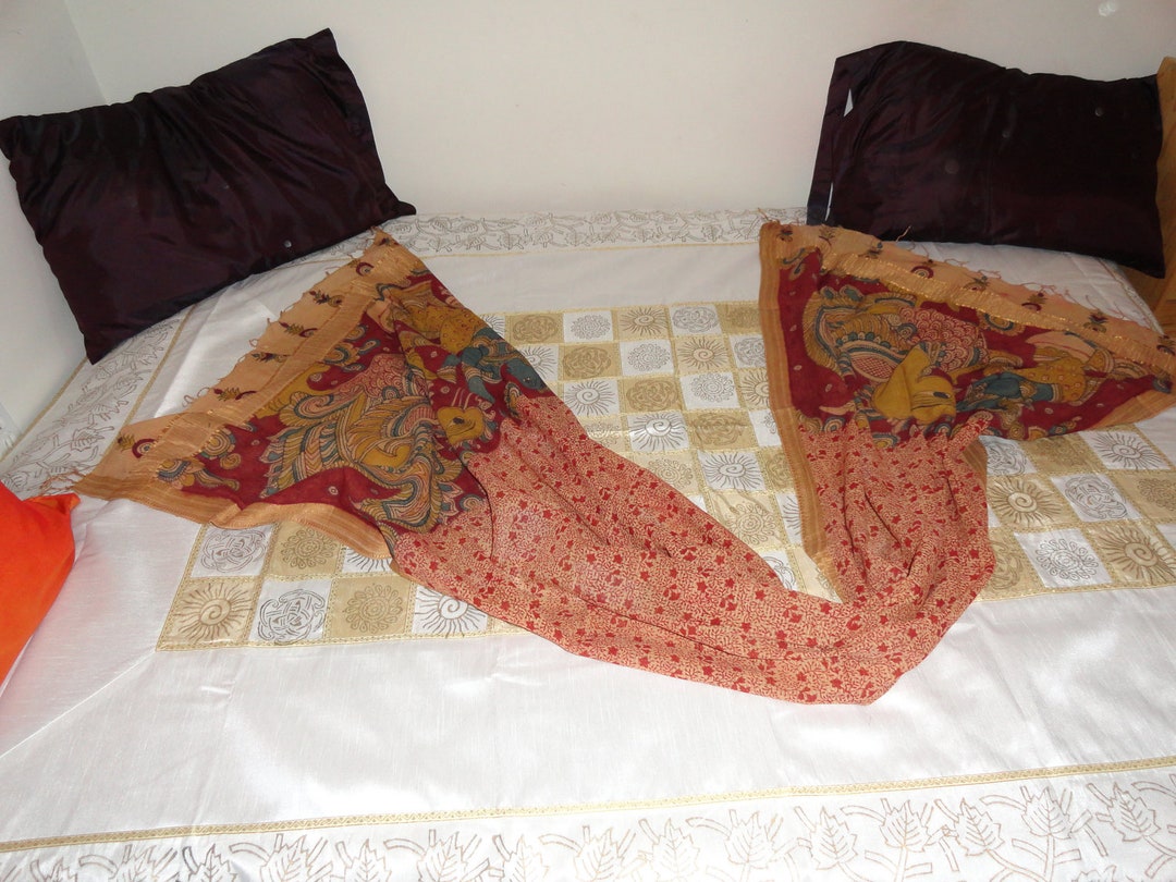 Kalamkari Home Décor Sofa Throw Handpainted Indian Throw Etsy