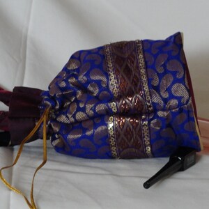 Handmade Indian Silk Floral Embroidered Clutch Wristlet Handbag