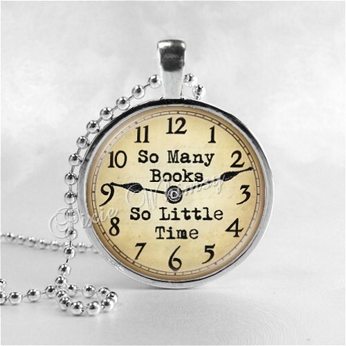SO MANY BOOKS So Little Time Book Quote Necklace Pendant Etsy