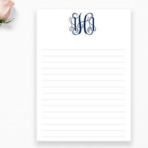 Monogrammed Notepad | Personalized Interlocking Vine Script Stationery for Bridal Gifts