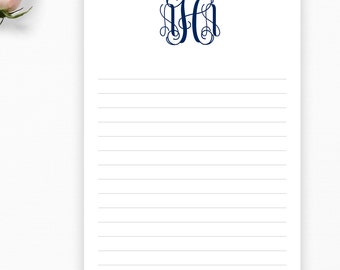 Monogrammed Notepad | Personalized Interlocking Vine Script Stationery for Bridal Gifts