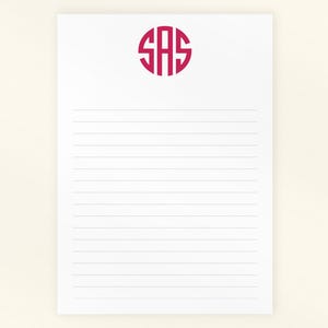 Circle Monogram Notepad - Personalized 3 Letter Stationery Gift for Her, Preppy Custom Desk Pad
