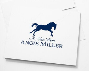 Personalized Note Cards, Flat A Note From Horse Theme Note Cards, Horse Note Cards, Equestrian Stationery, Custom Horse Lover Gift, A2 Cards