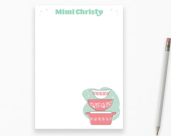 Personalized Notepad, Retro Style 50s Notepad Pyrex Gift