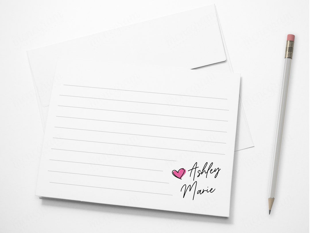 Personalized Heart Stationery | Heart Signature Note Cards | Heart ...