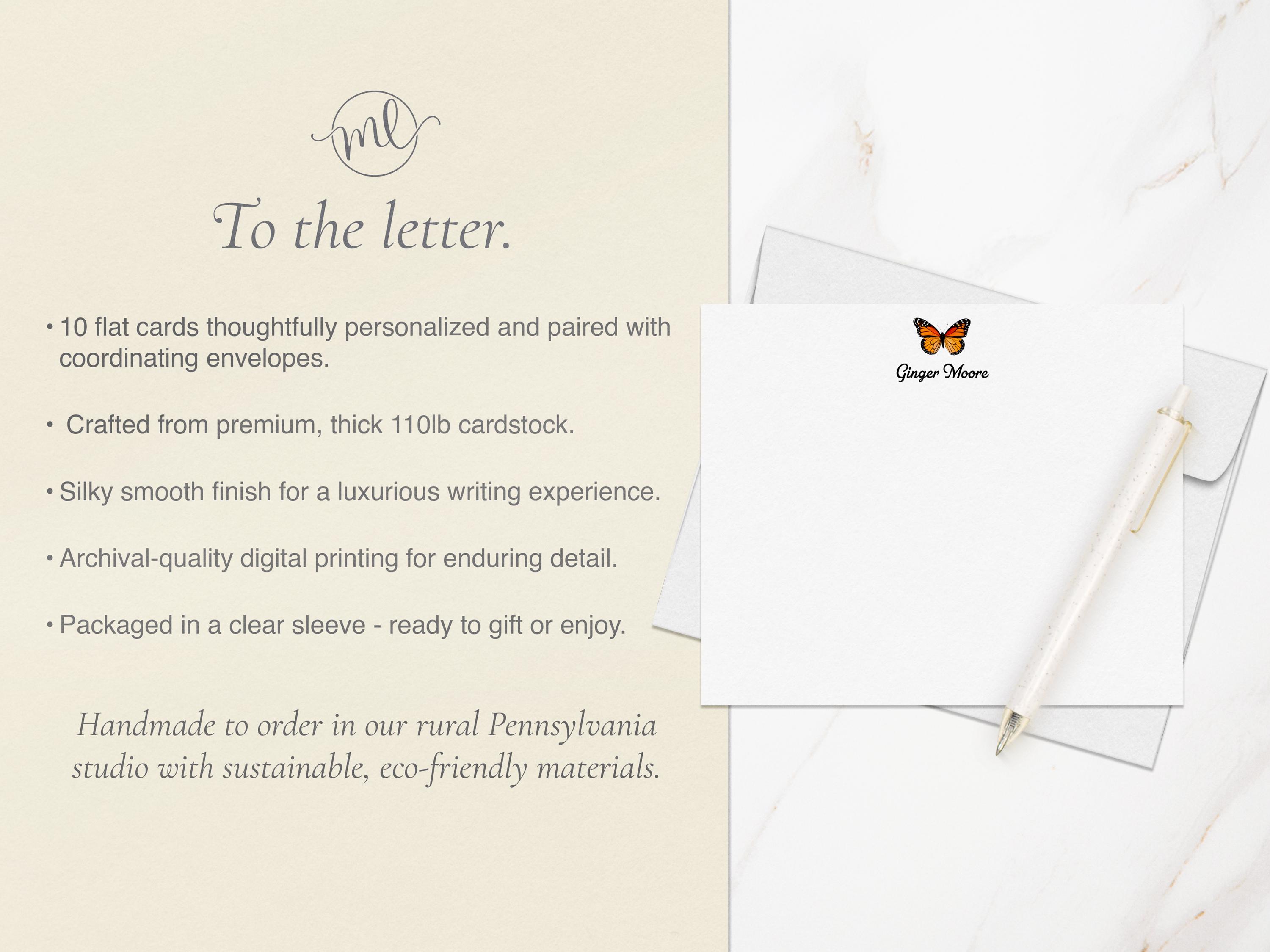 Personalized Monarch Butterfly Note Cards – A2 Flat Stationery Set With ...
