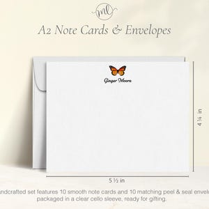 Personalized Monarch Butterfly Note Cards – A2 Flat Stationery Set With ...