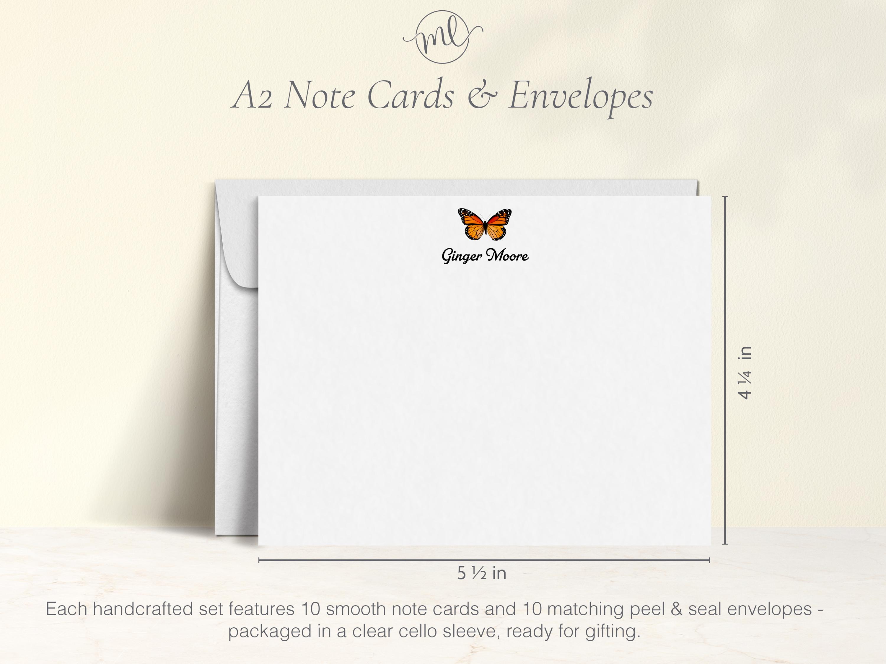 Personalized Monarch Butterfly Note Cards – A2 Flat Stationery Set With ...