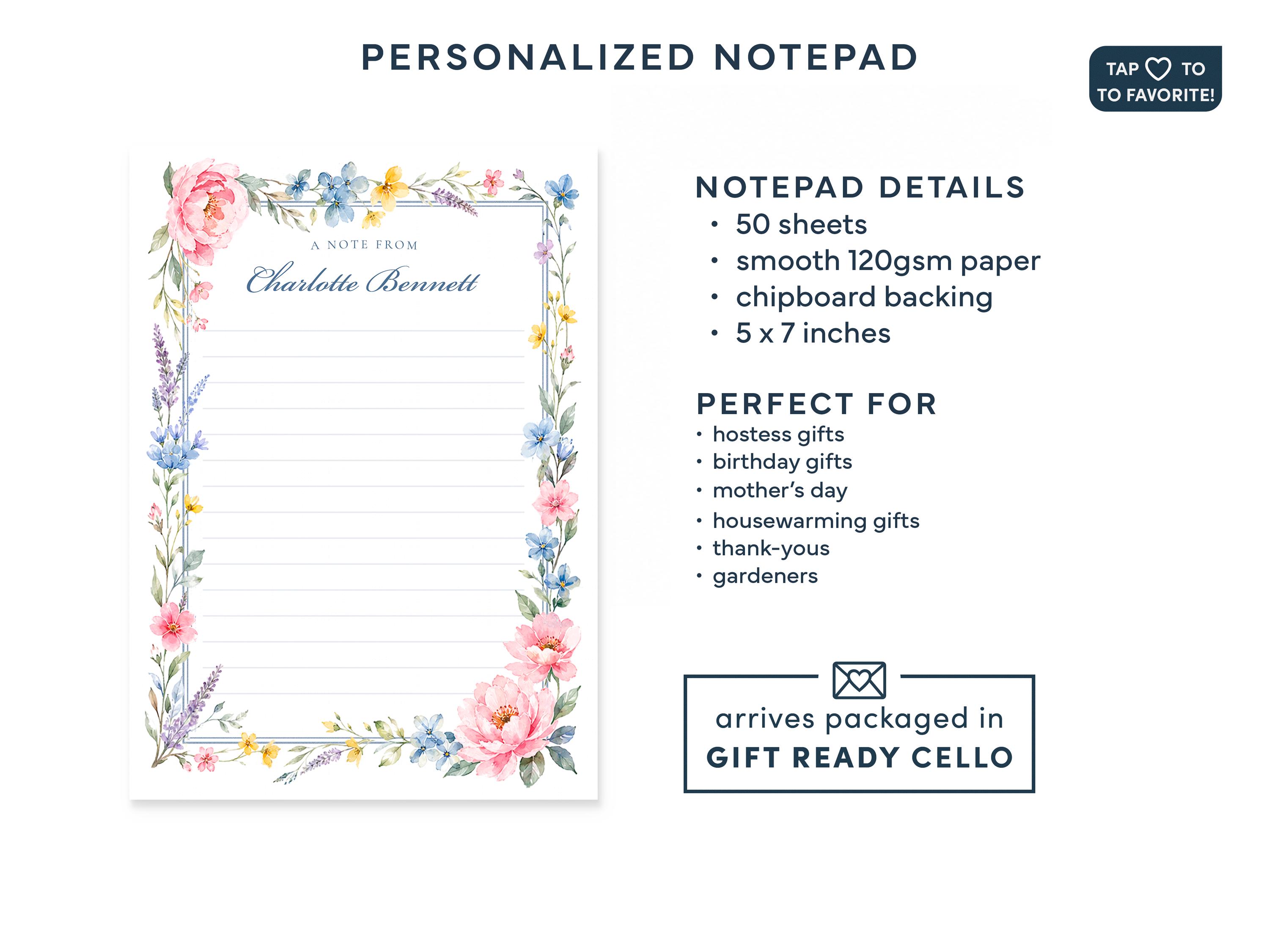 Fairytale Wildflower Notepad | Personalized Floral Stationery Gift | A ...