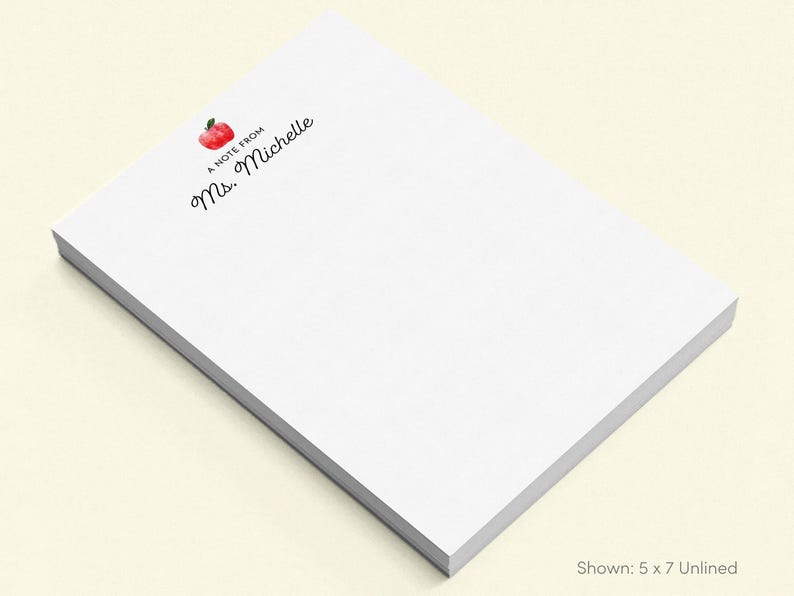 a blank white notepad with a personalized message printed on it.