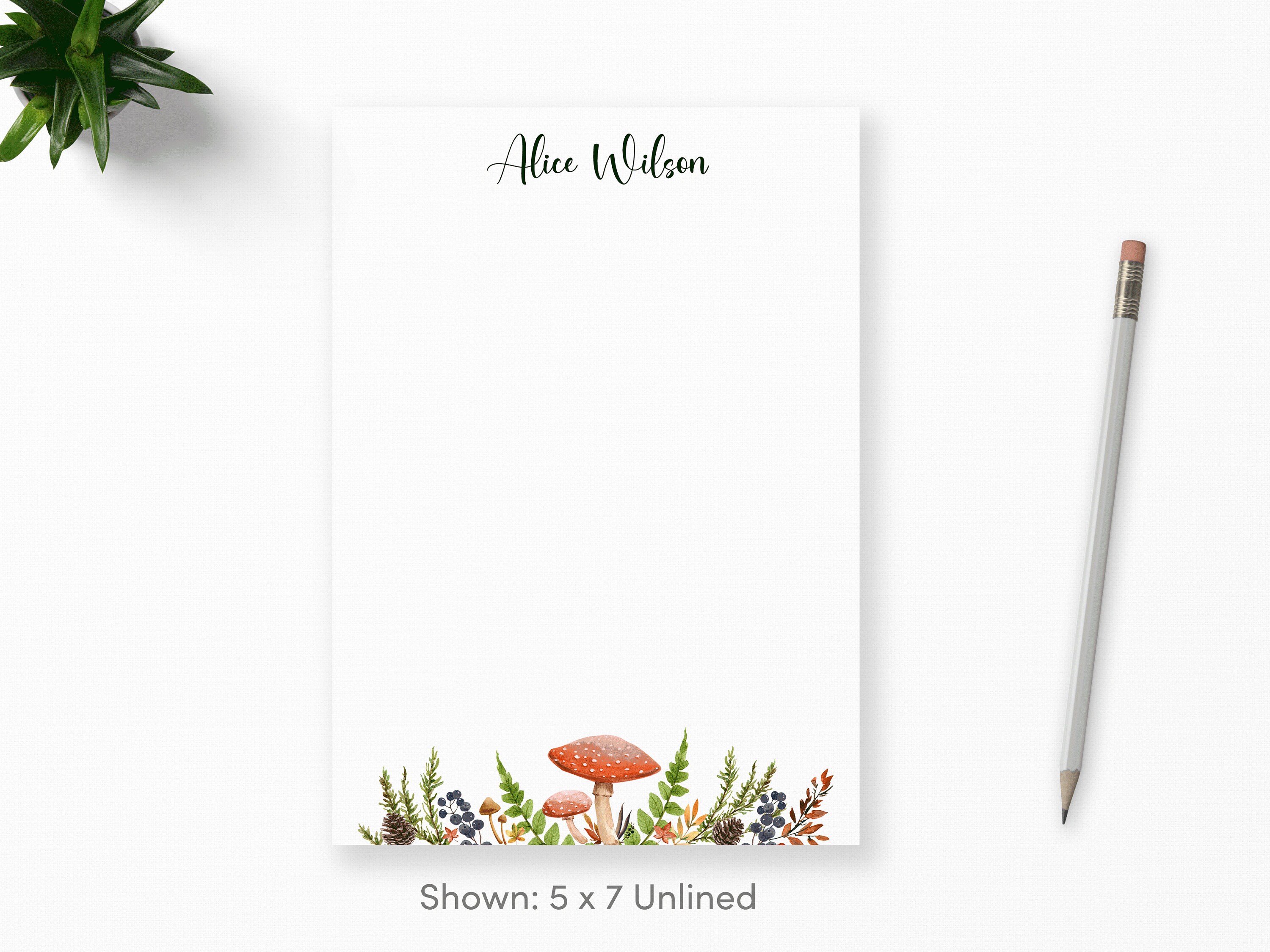 Personalized Whimsical Forest Notepad Custom Mushroom Stationery Gift ...