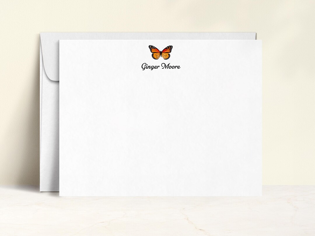 Personalized Monarch Butterfly Note Cards – A2 Flat Stationery Set With ...