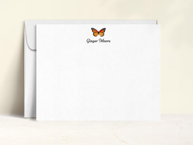 Personalized Monarch Butterfly Note Cards – A2 Flat Stationery Set With ...