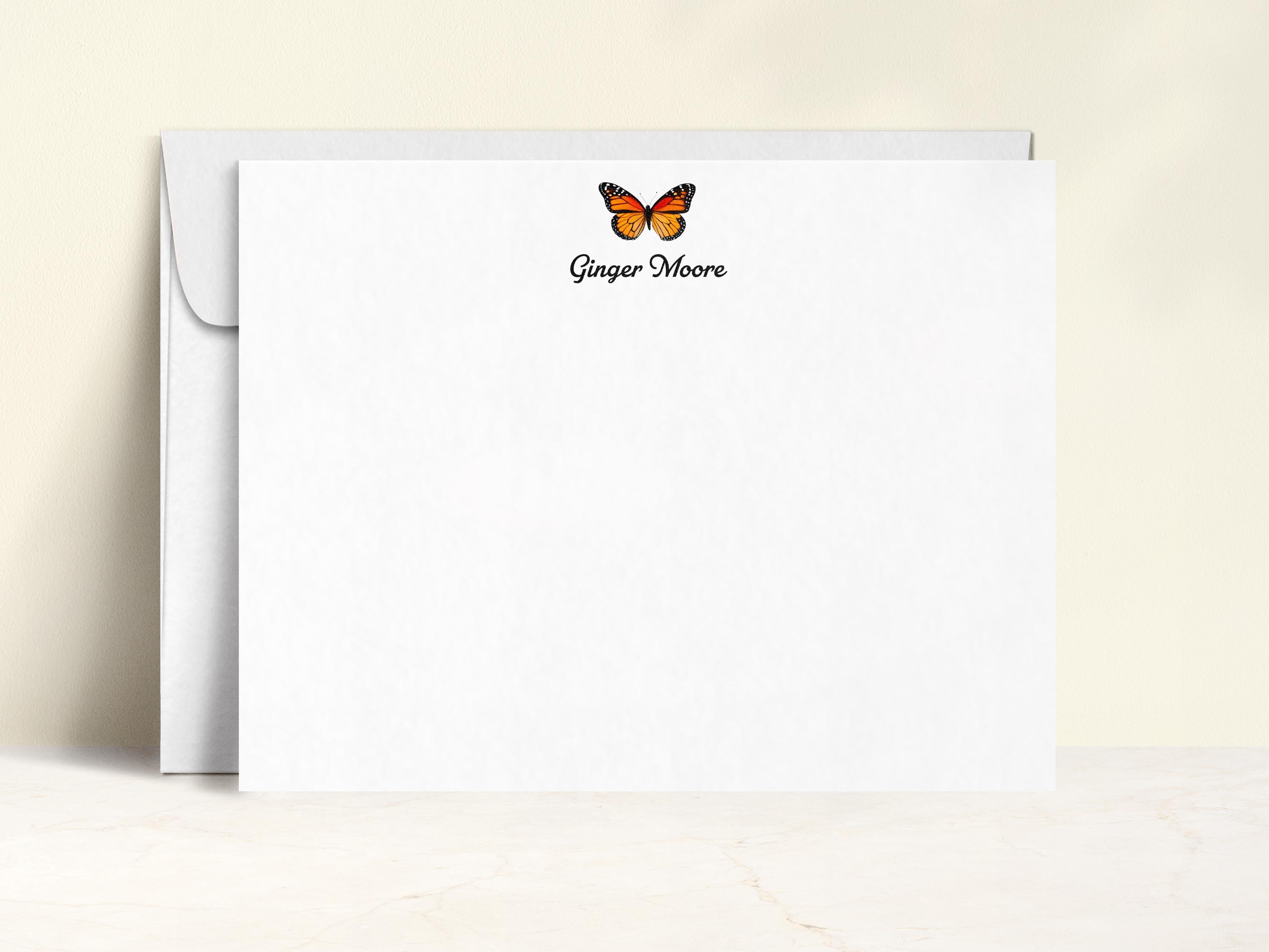 Personalized Monarch Butterfly Note Cards – A2 Flat Stationery Set With ...