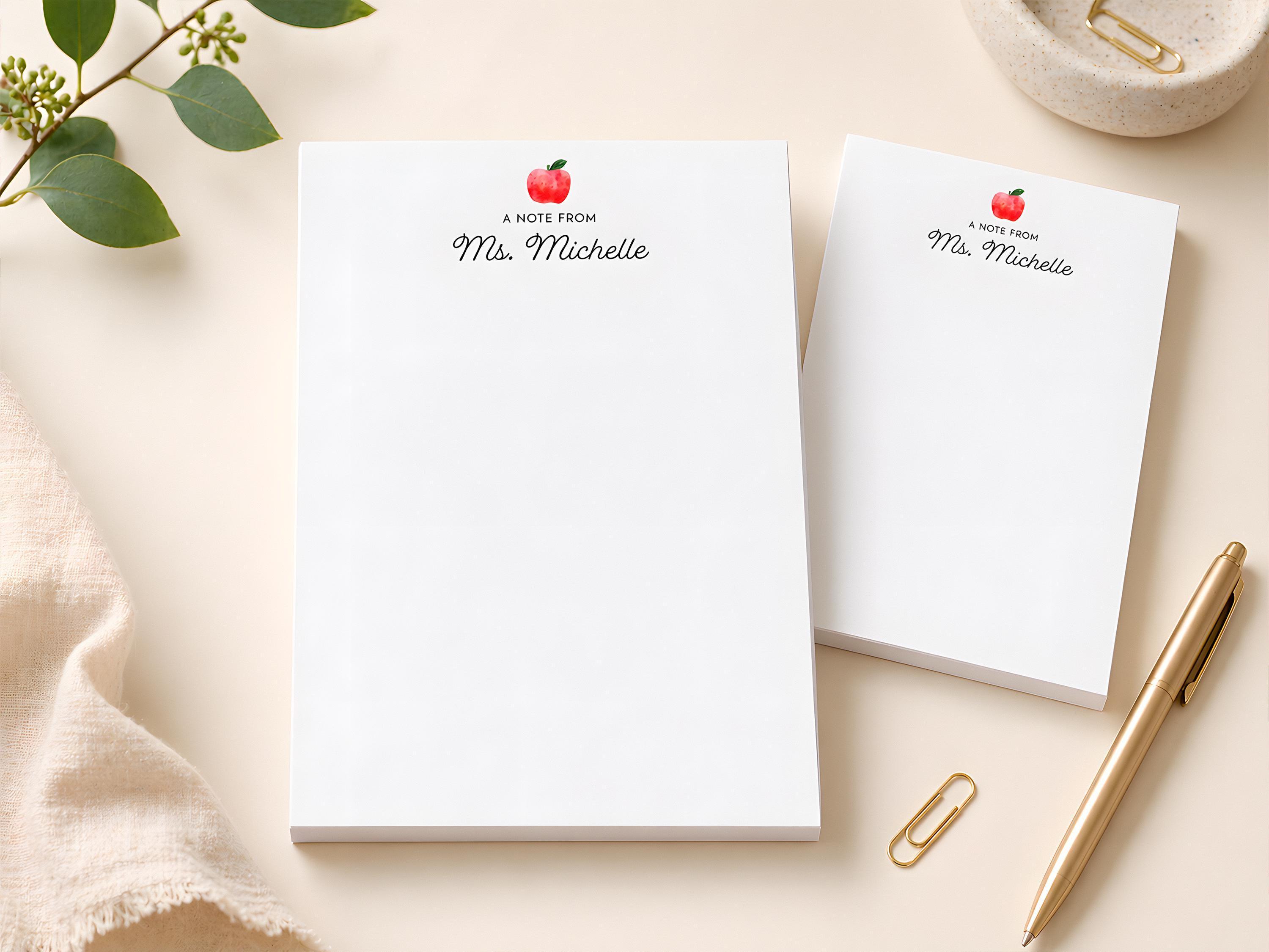 Watercolor Apple Notepad - Custom Teacher Gift Personalized End of Year ...
