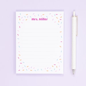Personalized Notepad, Colorful Sprinkles Notepad, Rainbow Confetti Stationery, Bright Personal Note Pad for Writing