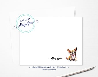 Tarjetas de felicitación con diseño de perro Chihuahua: Set de papelería personalizada para mascotas