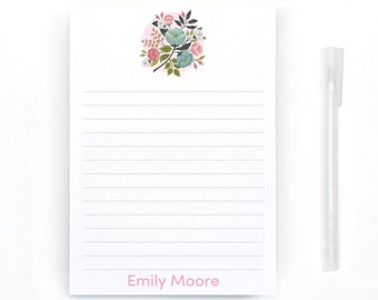 Personalized Floral Notepad, Custom Vintage Florals Stationery, Writing Pad, Unique Gift for Her