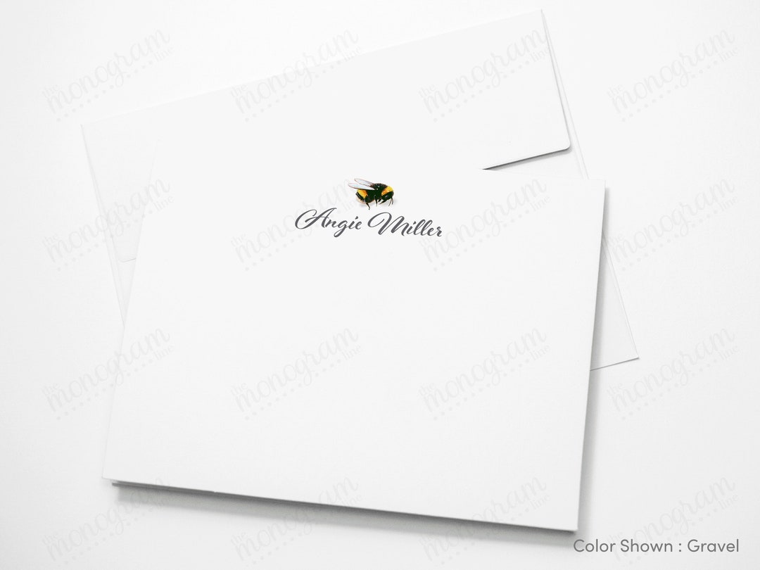 Personalized Bumble Bee Note Cards FLAT Watercolor Bumble Etsy