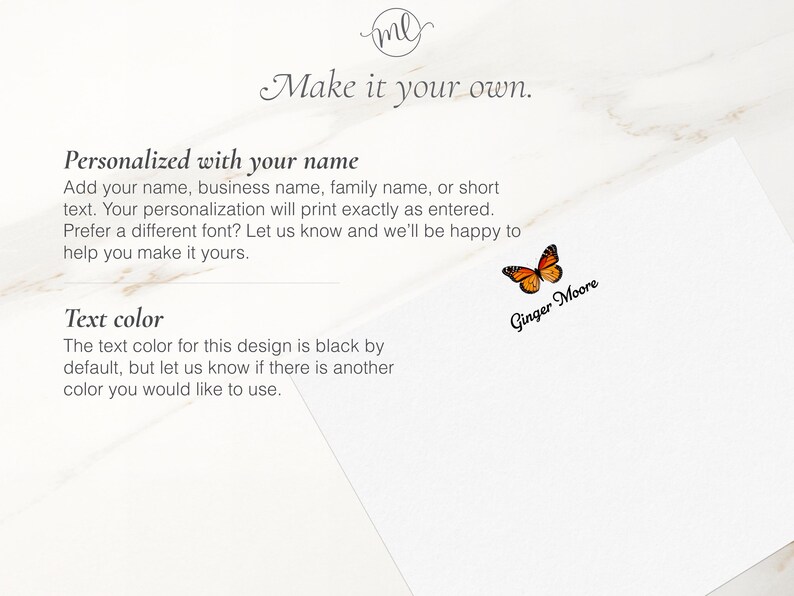 Personalized Monarch Butterfly Note Cards – A2 Flat Stationery Set With ...