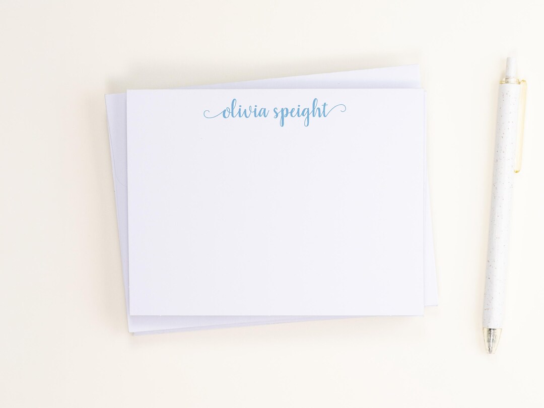 Elegant Calligraphy Note Cards Set | Personalized Cursive Stationery ...