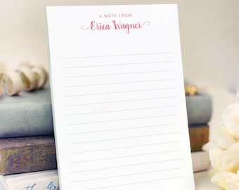 Personalized Notepad: Custom Name Stationery Pad with Swash Calligraphy, Multiple Sizes Styles and Colors