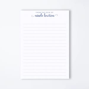 From the desk of Notepad, Elegant Script Notepad, Calligraphy Name, Lined Notepad, Personalized Brush Lettered Notepad with Swashes
