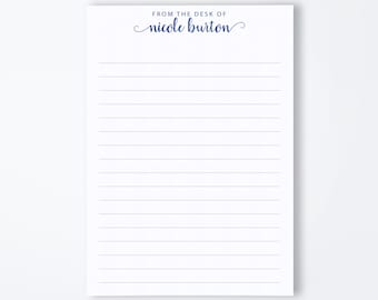 From the desk of Notepad, Elegant Script Notepad, Calligraphy Name, Lined Notepad, Personalized Brush Lettered Notepad with Swashes
