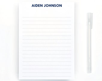 Personalized Notepad, Modern Custom Name Notes, Simple Stationery, Checklist or Lined Note Pad