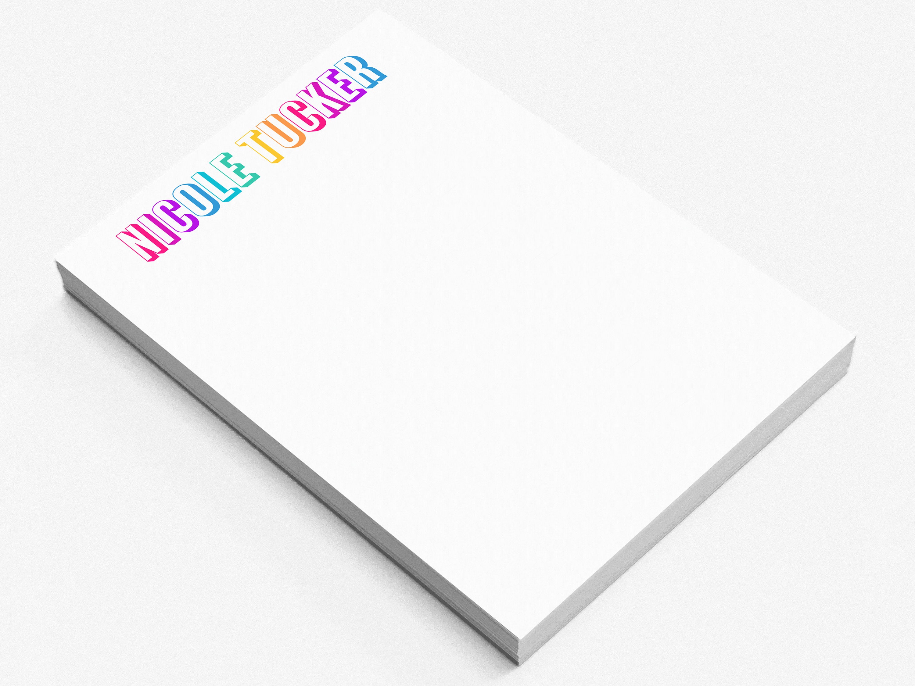 Personalized Rainbow Name Notepad | Bold Block Font & Colorful Letters ...