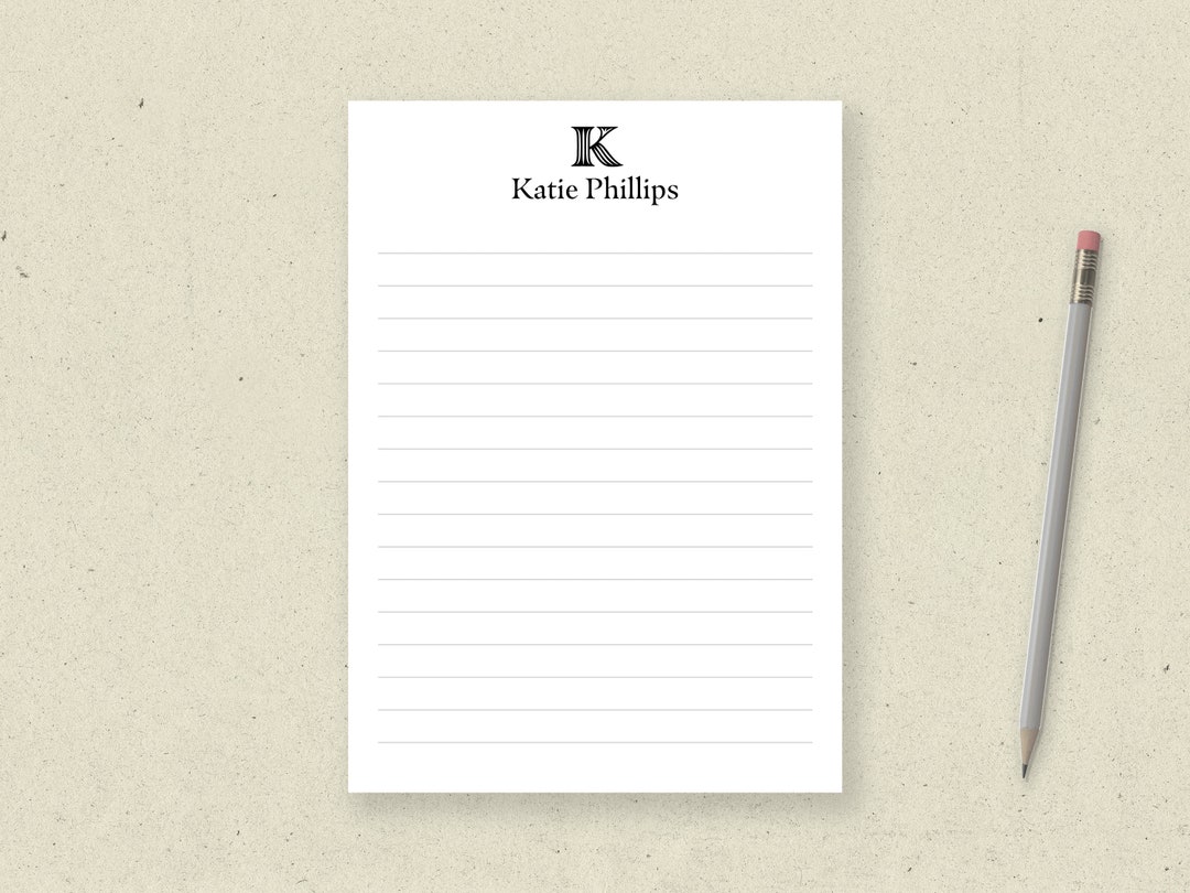 Monogram Note Pad, Personalized Notepad With Name and Initial, Monogram Notepad Etsy