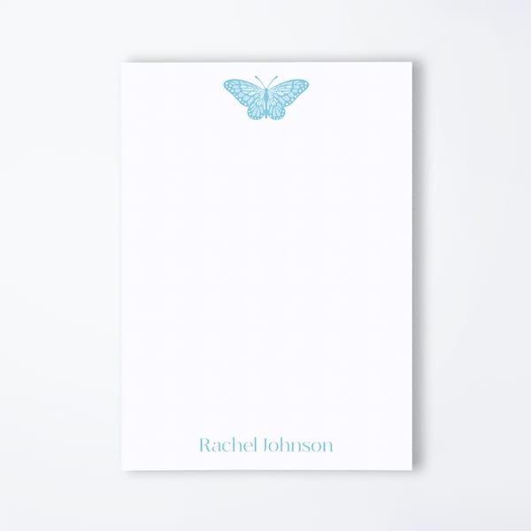Personalized Butterfly Stationery, Personalized Butterfly Notepad, Elegant Butterfly Gift for Her