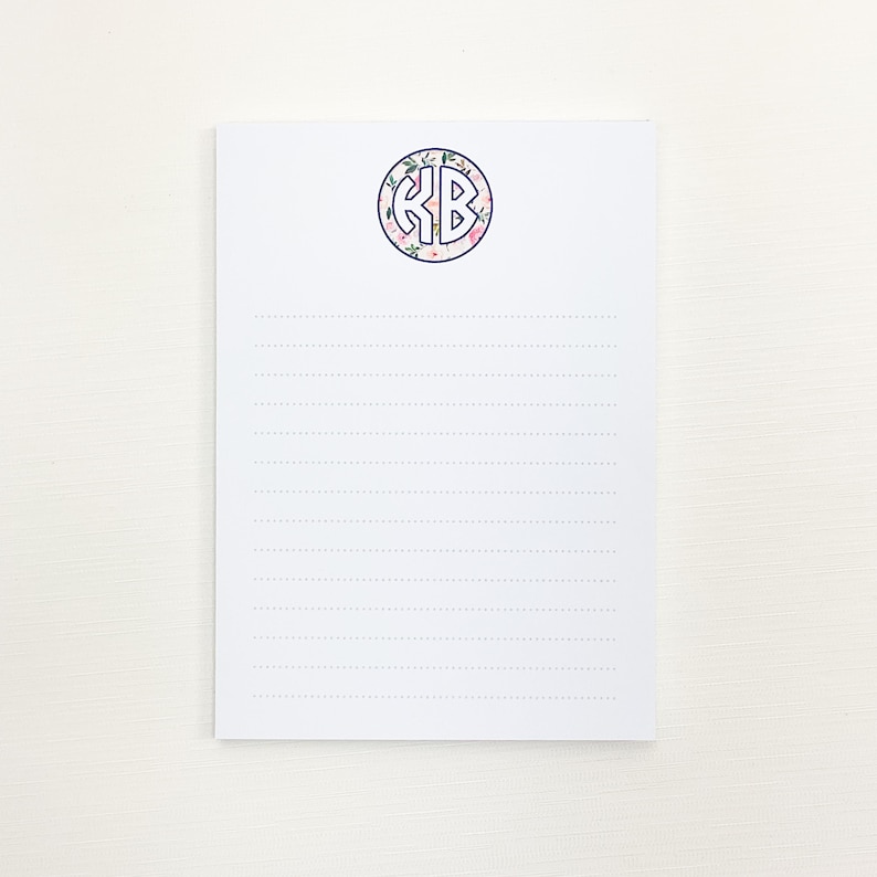 Personalized Floral Monogram Notepad – Grandmillennial Style Stationery ...