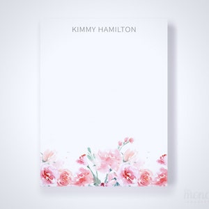 Notepad - Pink Floral Drop - Expressive Watercolor Roses - Elegant Gift ...