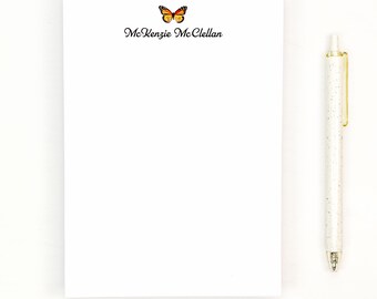 Personalized Monarch Butterfly Notepad - Custom Name Memo Pad for Nature Lovers