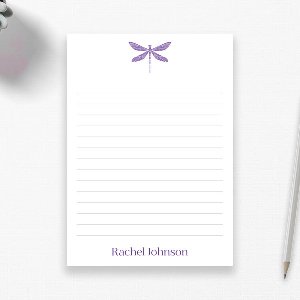 Personalized Notepad, Custom Dragonfly Notepad, Personalized Stationery, Writing Pad, Gift for Her, Dragonfly Notepad, Dragonfly Note Pad