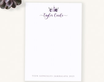 Personalized Crown Notepad with Name Custom Princess Stationery Notes Pad Queen's Name Gift Idea, 5x7 Lined or Unlined Paper Pad