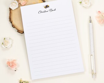 Custom Bumblebee Notepad: Personalized Watercolor Bee Stationery