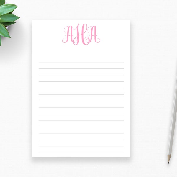 Personalized Monogram Notepad, Monogrammed Stationery, Monogram Gift for Her, Pretty Monogram Notes Pad, 5x7, Lined Writing Paper