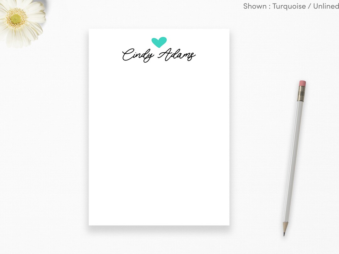 Personalized Notepad - Heart Writing Pad, Custom Heart Notepad for Her ...