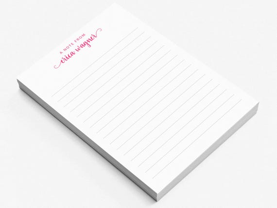 Personalized Notepad, A Note From Elegant Script Notepad, Calligraphy Memo Pad, Personalized Brush Lettered Notepad with Swashes