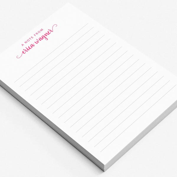 Personalized Notepad, A Note From Elegant Script Notepad, Calligraphy Memo Pad, Personalized Brush Lettered Notepad with Swashes