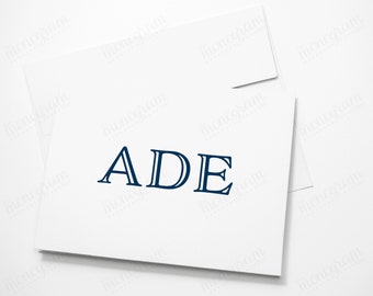 Personalized A2 Stationery Note Cards, Classic Initials, Stationery Gift for Him or Her, Personalized with Initials or Monogram