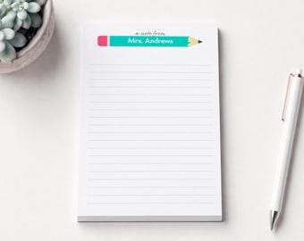 Personalized Teacher Notepad – End of Year Gifts Personalized Teacher's Name Stationery