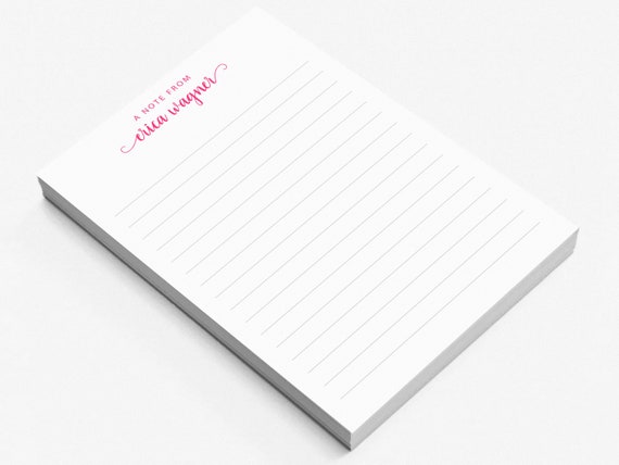 Personalized Notepad, A Note From Elegant Script Notepad, Calligraphy Memo Pad, Personalized Brush Lettered Notepad with Swashes