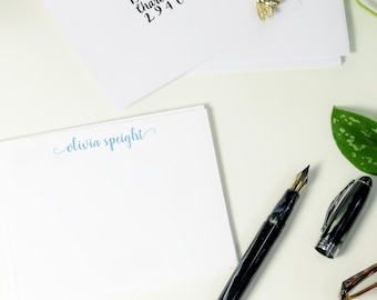 Elegant Calligraphy Note Cards Personalized Stationery Set of 10 Gift for Her 300gsm Handmade A2 With Envelopes