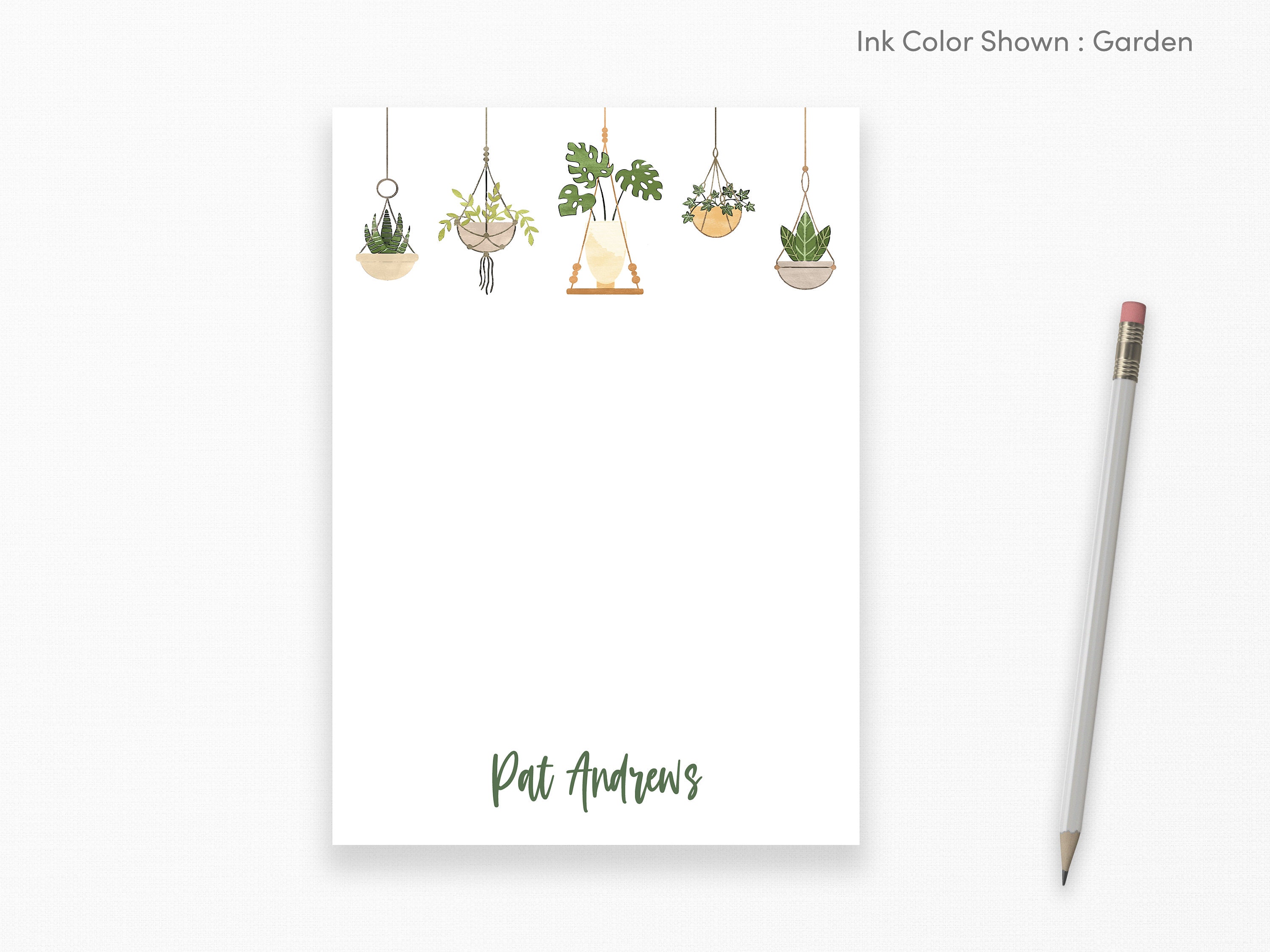 Personalized Notepad - Hanging Plants Custom Notepad, Stationery, Plant Lover Gift, Gardener, Greenery, Stationery Writing Pad